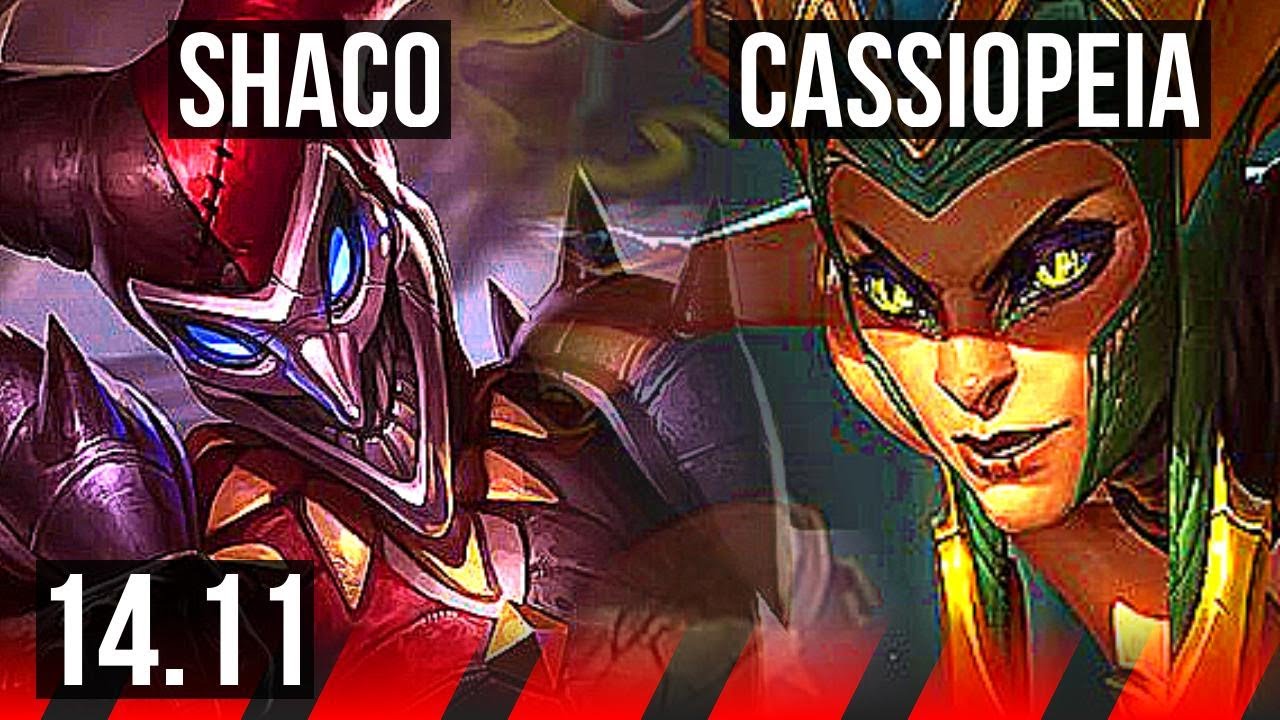 SHACO vs CASSIOPEIA (TOP) | 9/2/8, Rank 8 Shaco, 900+ games, Godlike | BR Grandmaster | 14.11