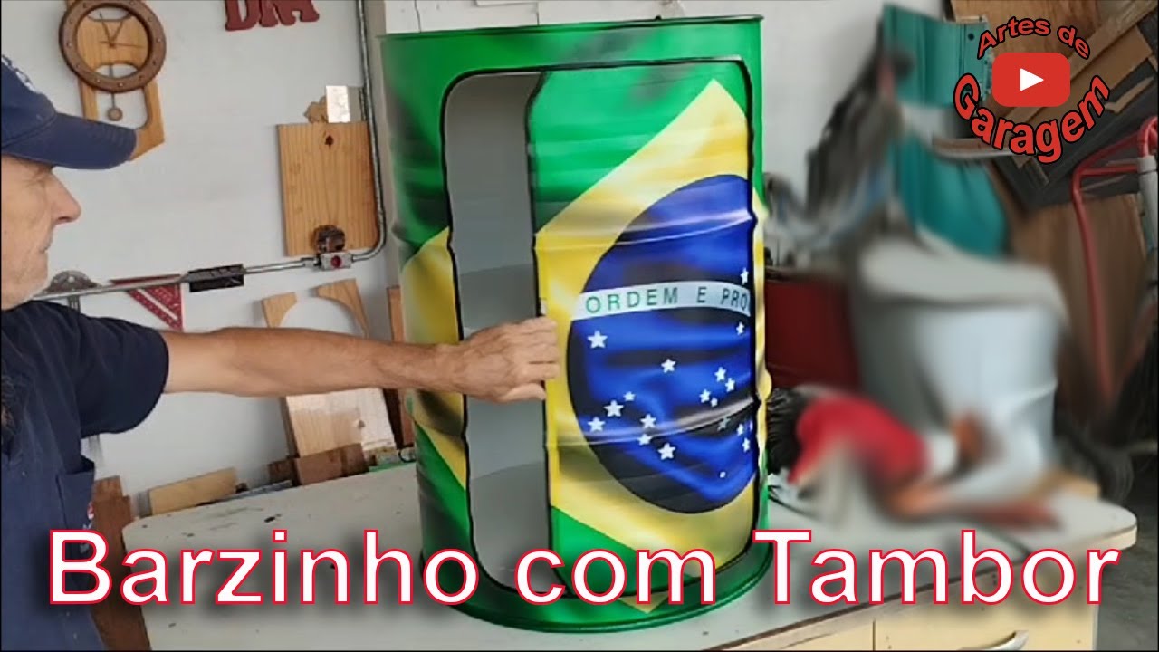 como fazer bar com tambor, barzinho com tonel