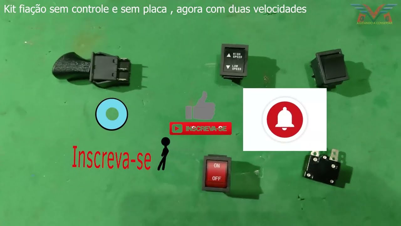 montando kit fiação com chave de duas velocidade sem placa e sem controle.