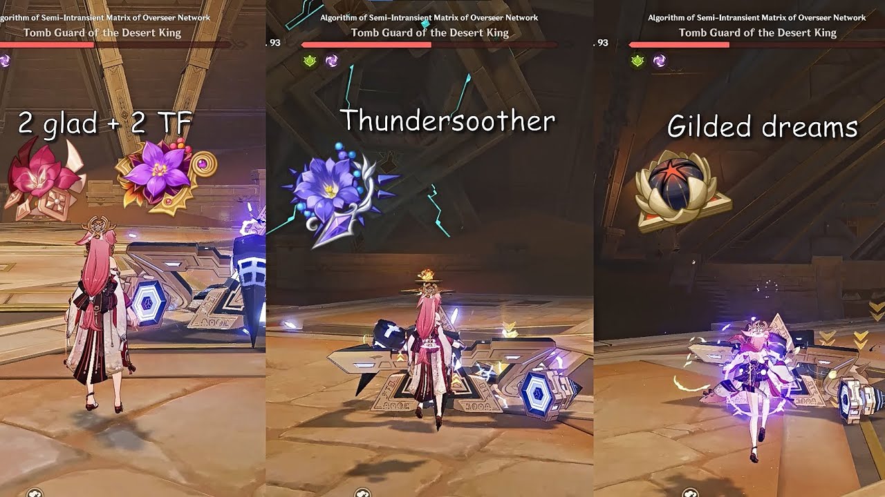 Yae Miko rerun! Gilded Dreams vs Thundersoother vs 2 atk + 2TF. Damage comparison test.【原神】