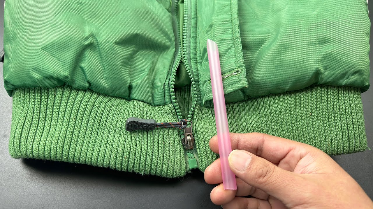衣服拉链坏了别花钱修，只需一根吸管轻松搞定，方法简单，一学就会