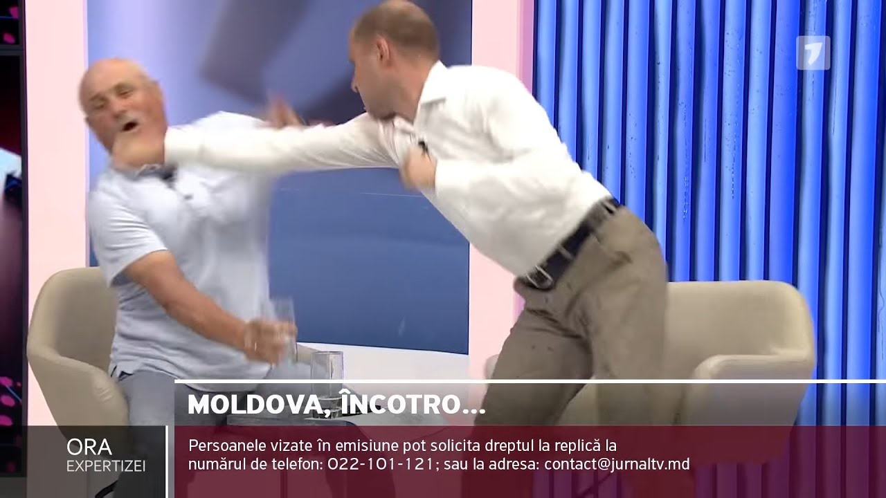 Bătaia &icirc;n direct la Jurnal TV: Sergiu Tofilat l-a dobor&acirc;t pe Ghenadie Cosovan