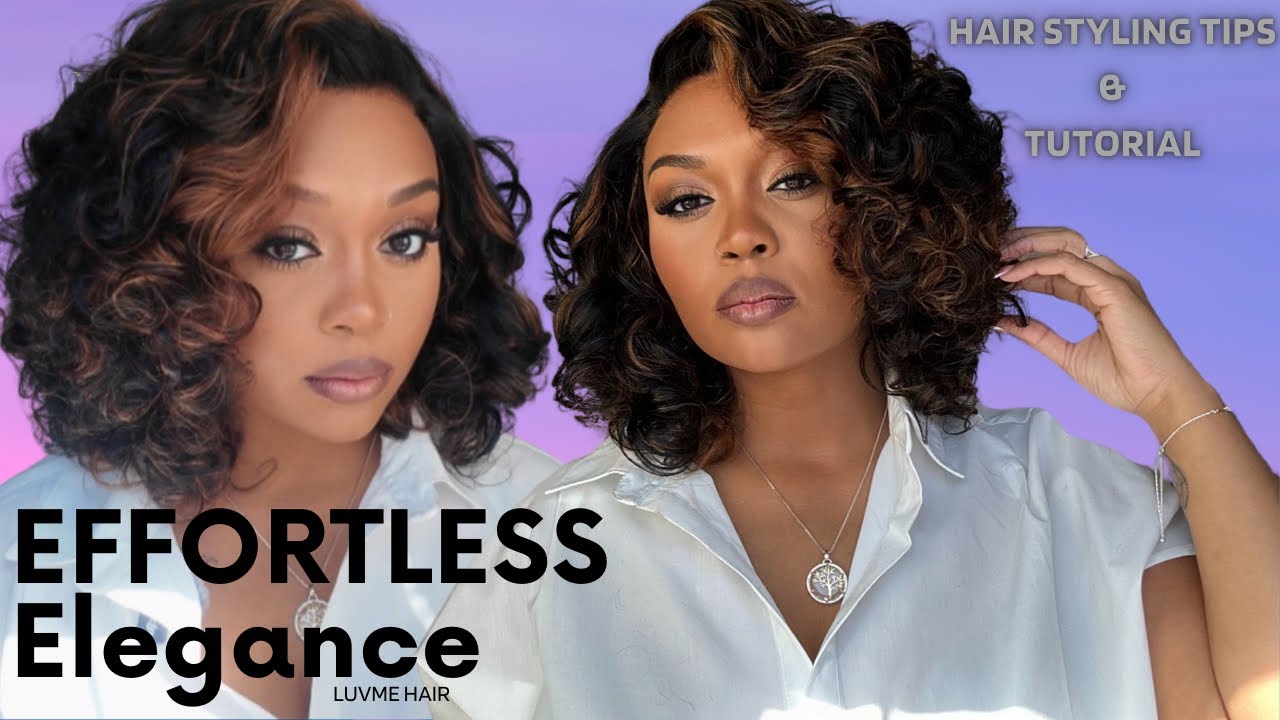 Effortless Elegance Brown Highlight Bouncy Curly Wig Minimalist Glueless@LuvmeHairOfficial