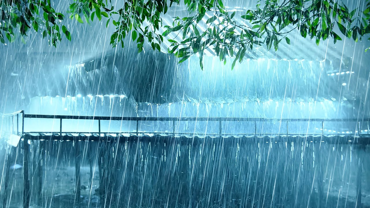 Relieve Stress & Sleep Easily | Heavy Rain Falling on Tin Roof & Gentle Thunder in Forest
