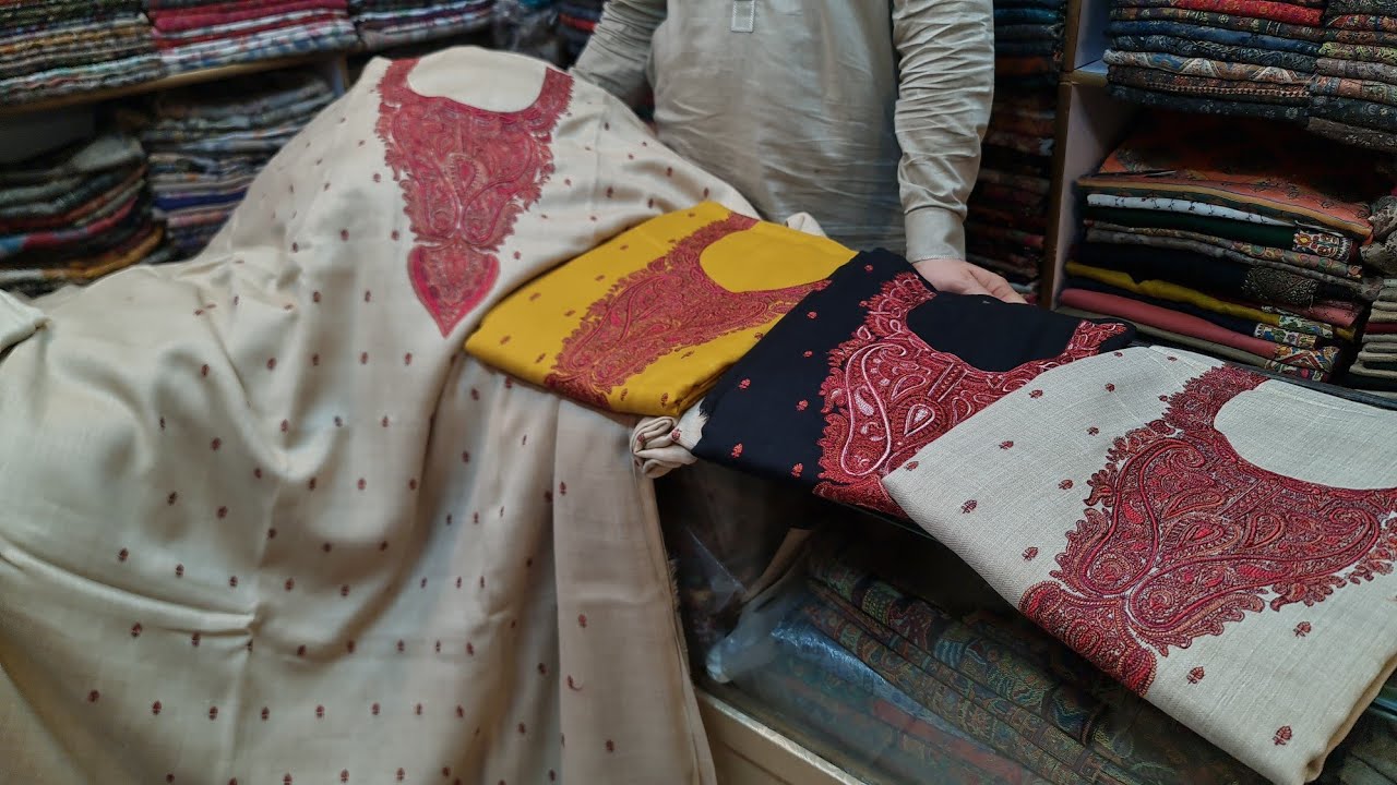 Embroided Kashmiri Suits | Pure Wool Suit Winter Pure Pashmina Shawl Suit | Pure Pashmina Kani Suits