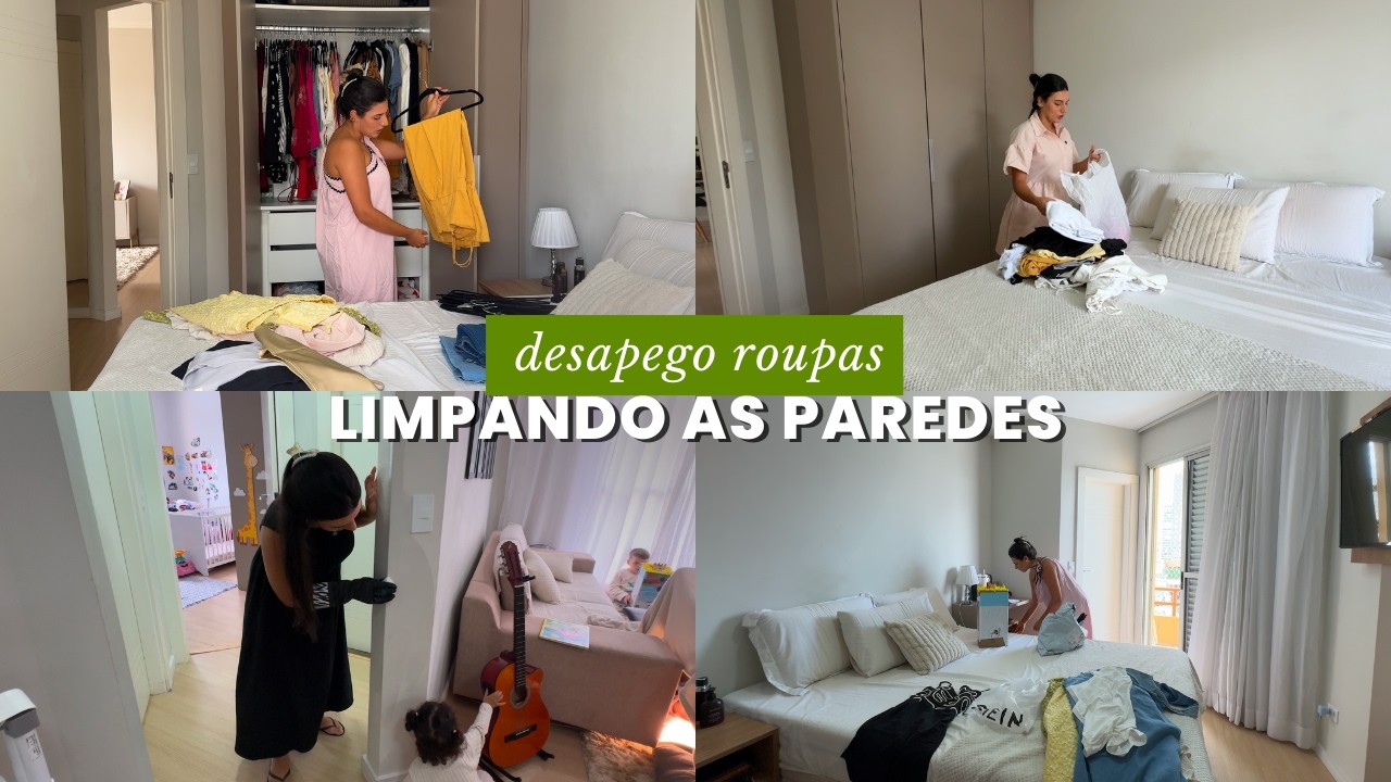 DESAPEGO  no Guarda-Roupa 😱 tirei mais de 22 pecas | Limpando as paredes com a esponja mágica 🪄