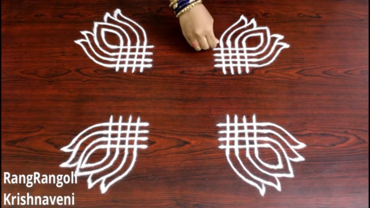 Dhanurmasam Muggulu with Borders |Easy Lines Rangoli |Traditional Padi Kolam|RangRangoli Krishnaveni