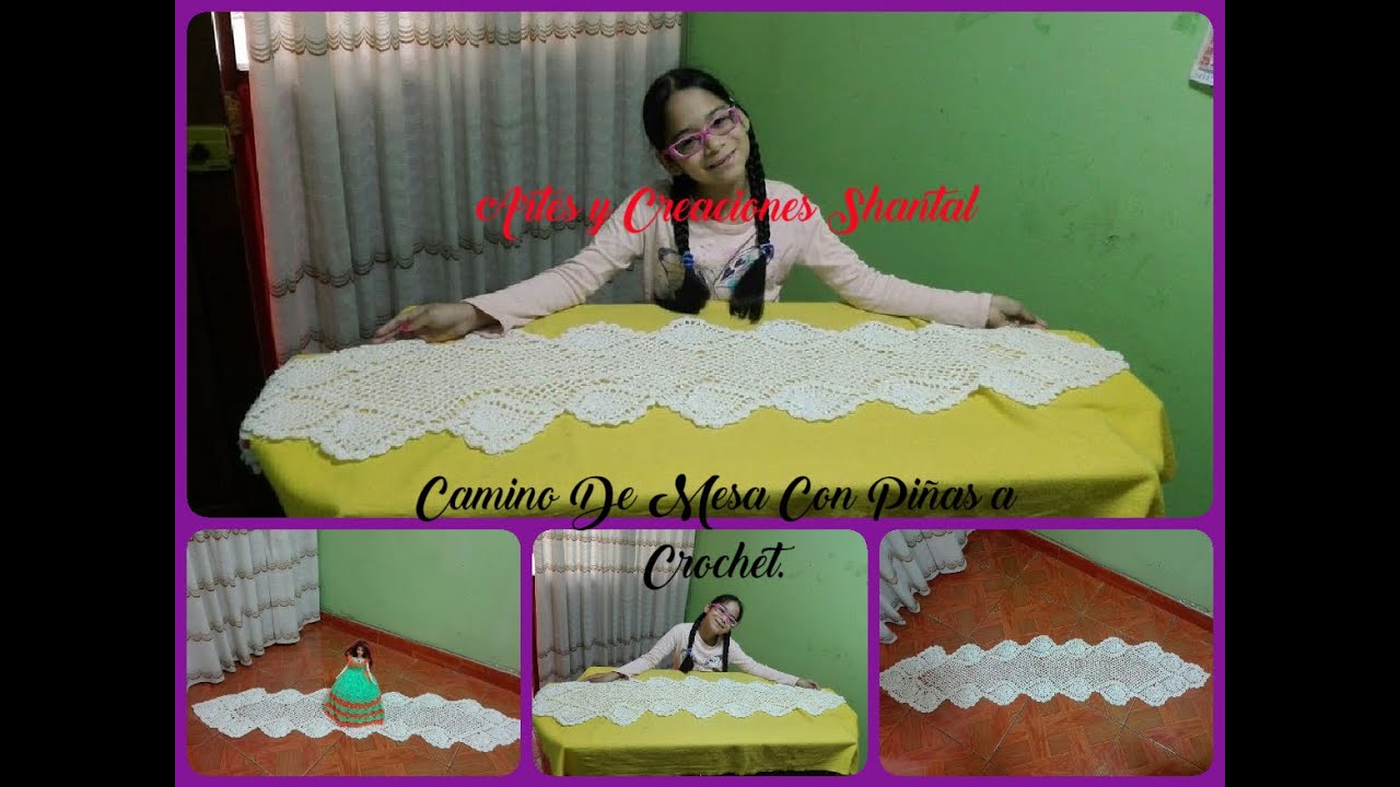 Camino De Mesa Con Piñas Tejido a Crochet.