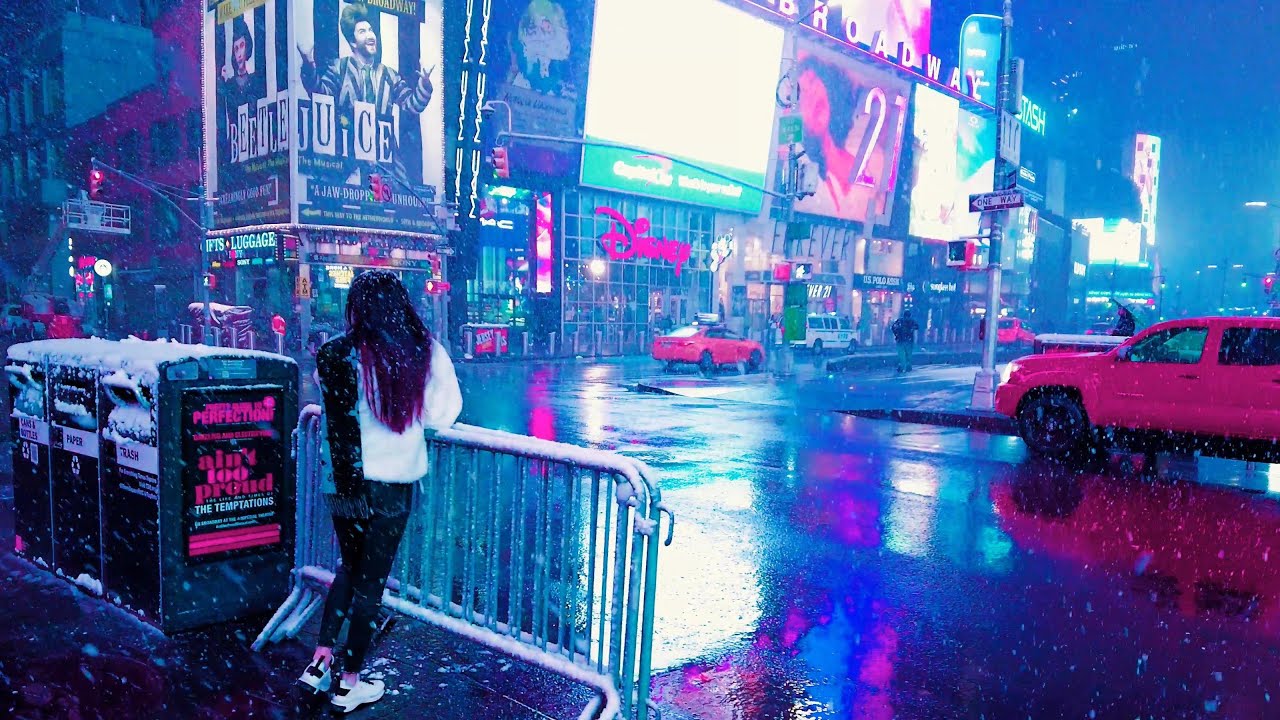 NYC Early Morning Snowfall - 5th Avenue, Rockefeller Center, Times Square