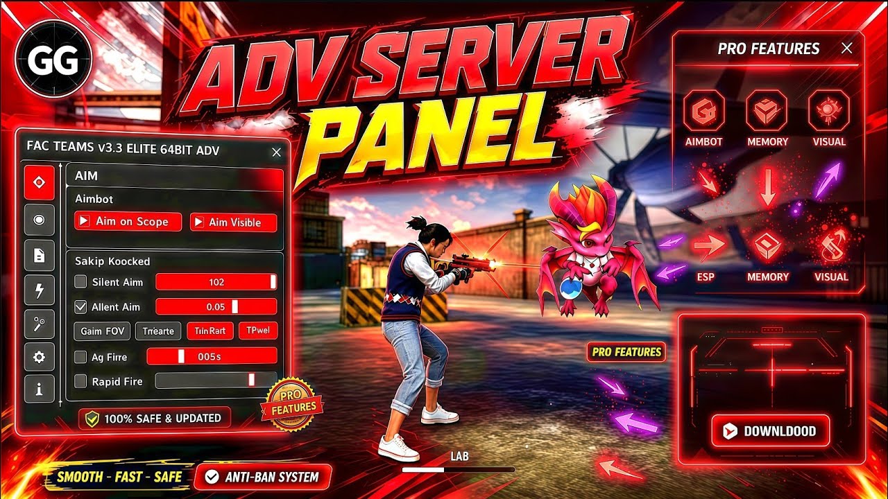 FF ADV SERVER‼️ AUTO K1LL MOD MENU✅ RANK WORKING 100% ANTIBAN FREE FIRE ADVANCE SERVER HACK