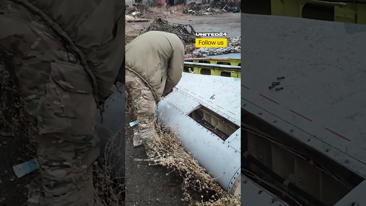 Ukrainian Soldiers Examine the Wreckage of Russian UAV Okhotnik #warinukraine