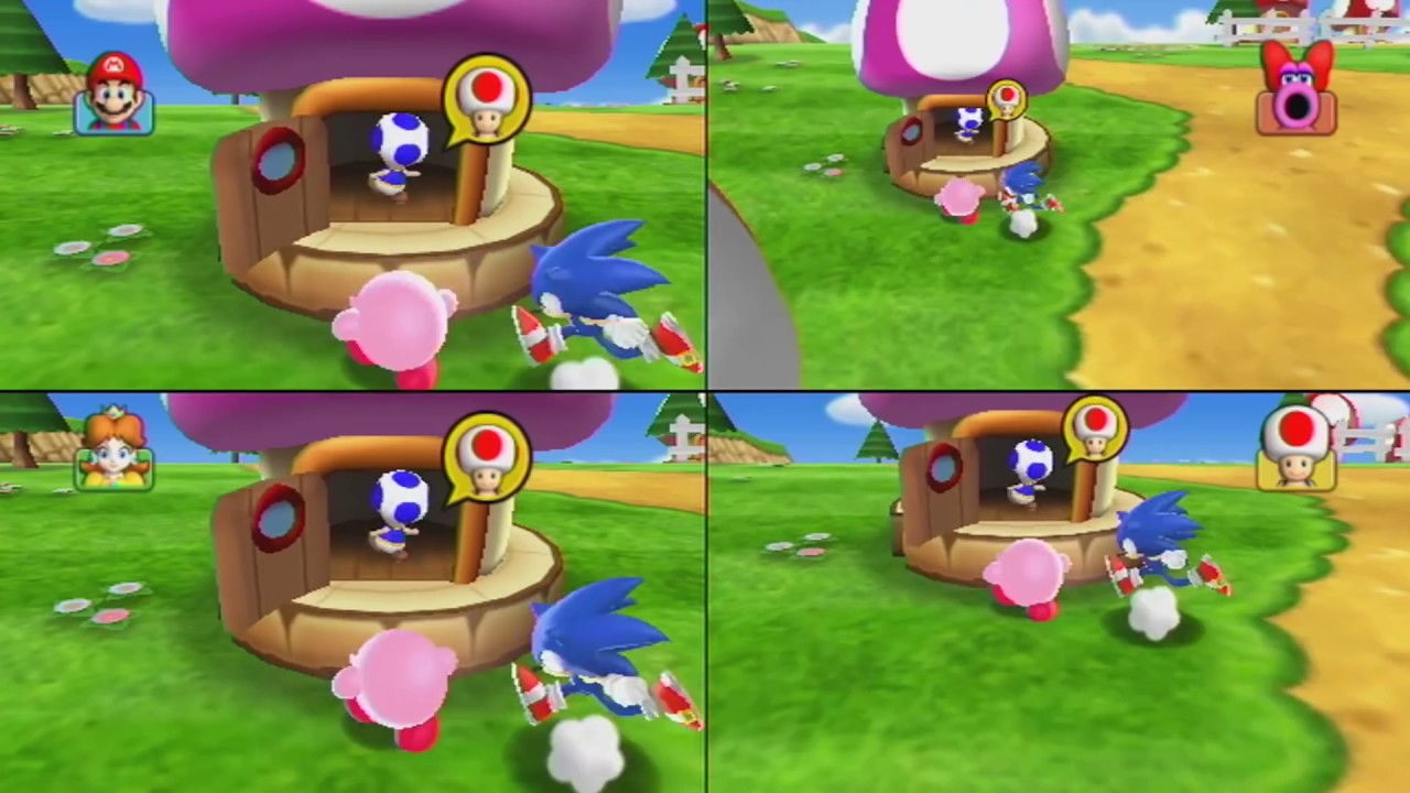 Mario Party 9 Mini Games - Mario Vs Sonic Vs Kirby Vs Mickey Mouse (Master Cpu)