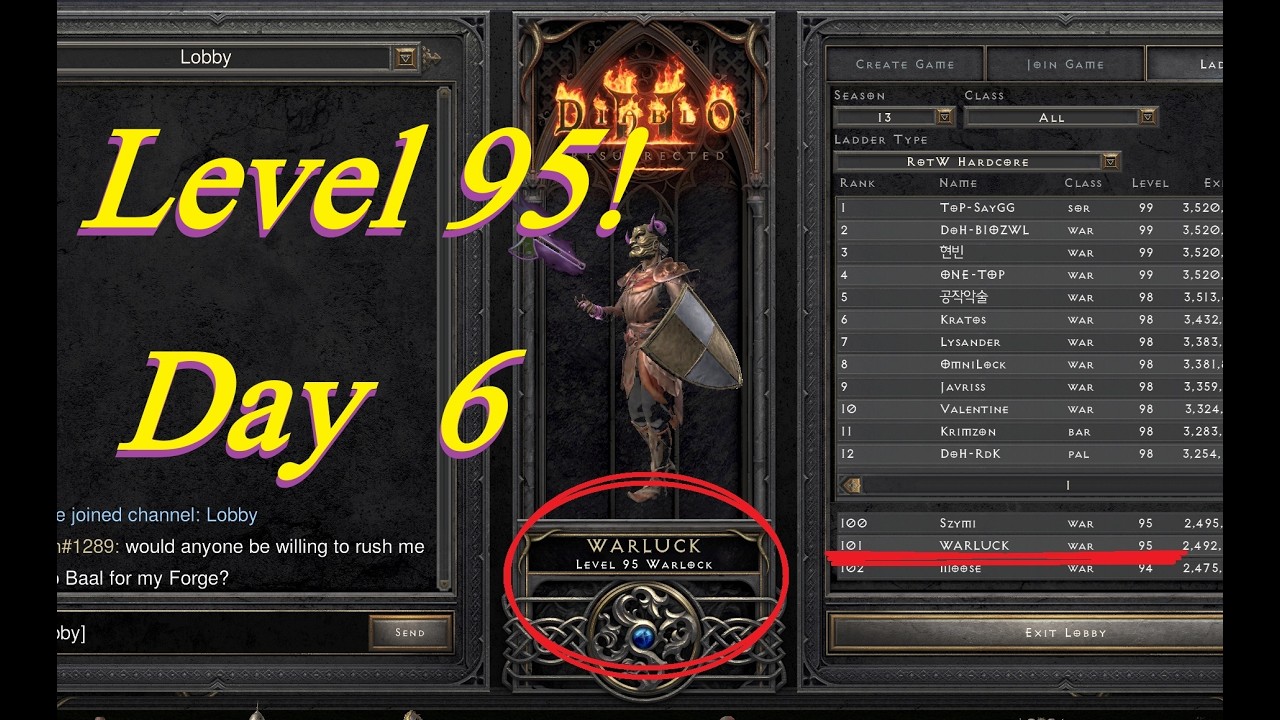 Diablo 2 Ladder Hardcore | Race to 99 | 4 levels to GO!!! #d2rladderstart #d2resurrected #d2r