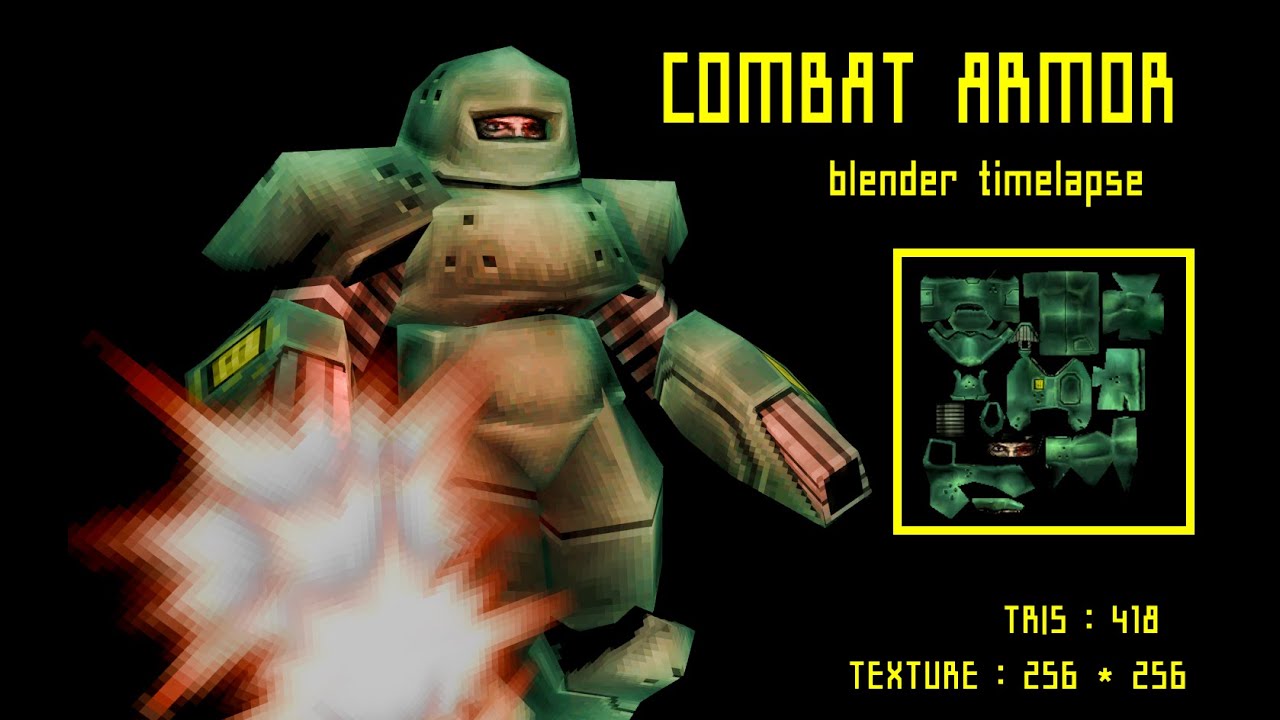 timelapse Blender low poly Combat Armor