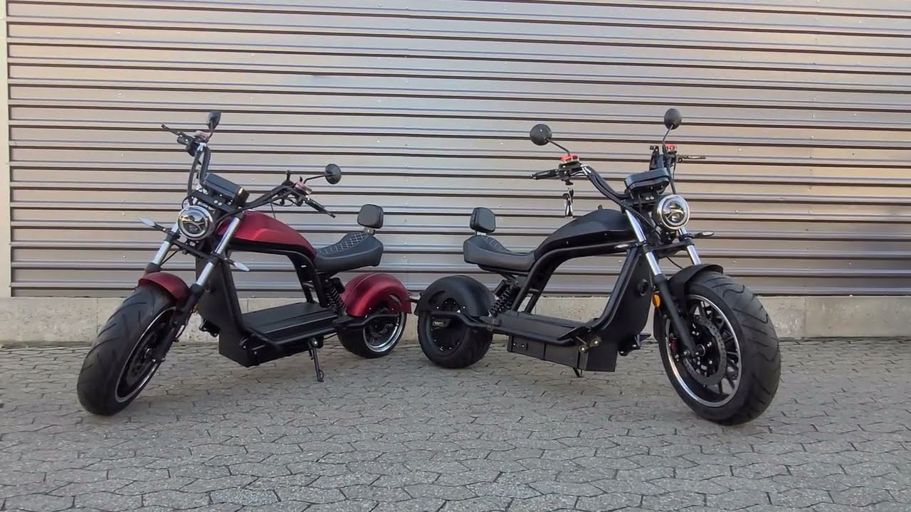 Elektro Chopper HL 6.0 Vergleich schwarz und rot E-Roller Roller 45 km/h 475 Euro Förderung pro Jahr