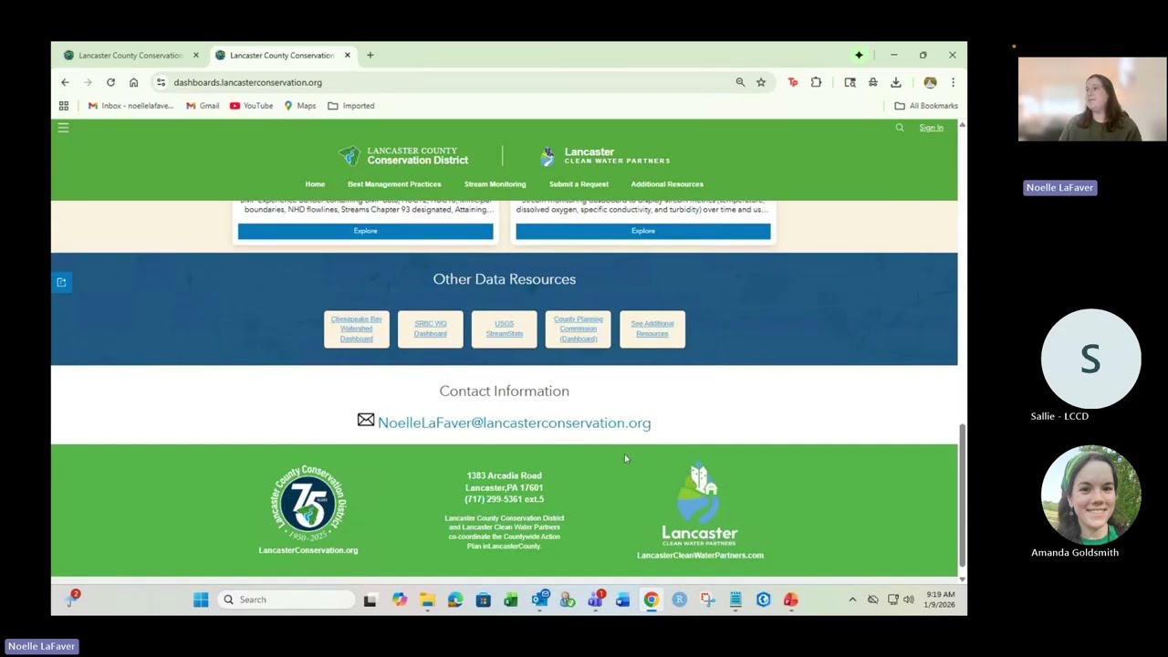 Lancaster County Conservation District's Website and Dashboard Demos