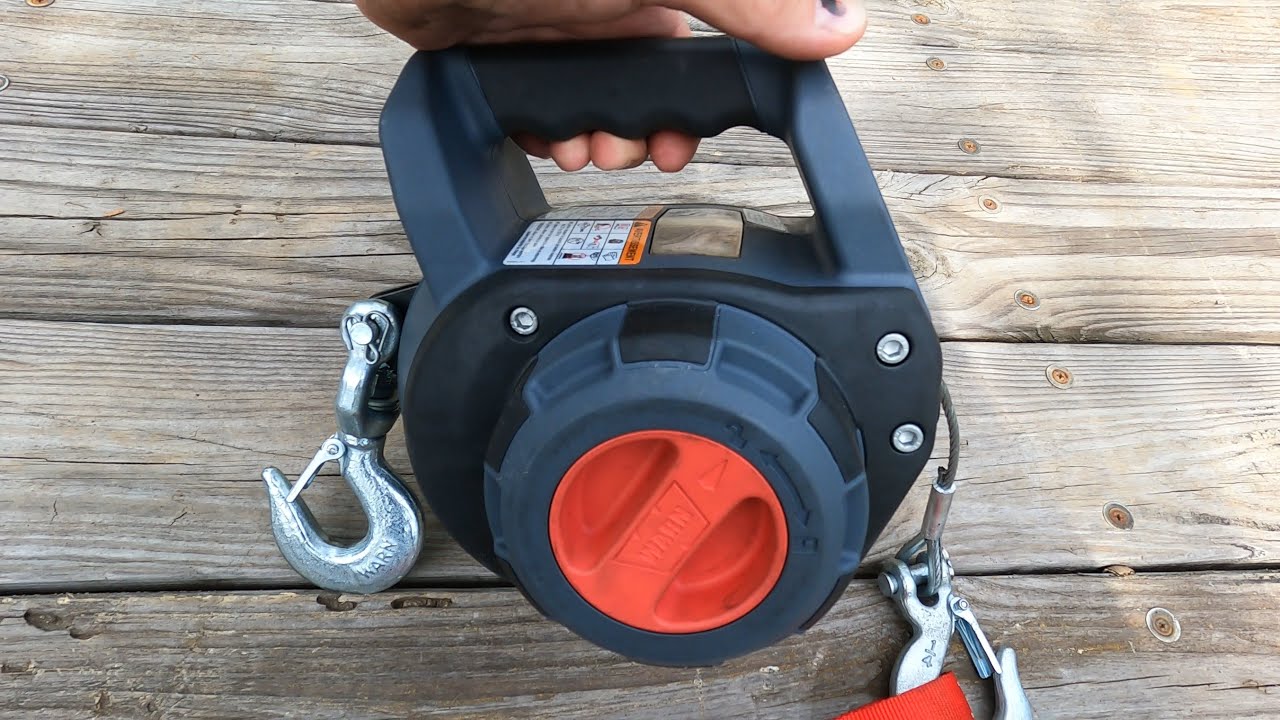 Testing And Review Of A Warn Drill Winch Pulling Lawn Tractor Onto A Utility Trailer, Drinch.