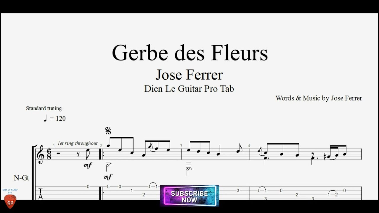 Gerbe des Fleurs by Jose Ferrer with Guitar Tutorial FREE TABs