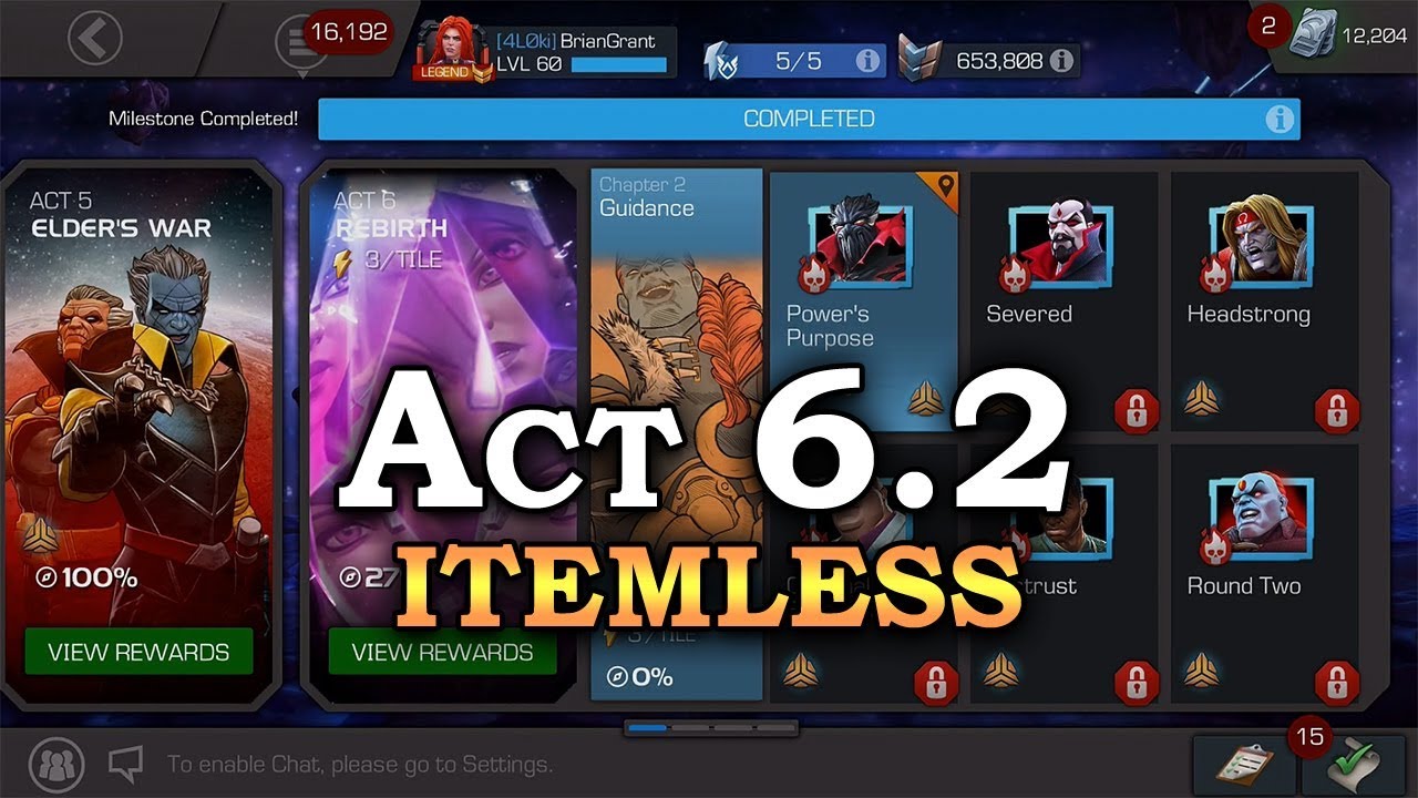 Act 6.2 - Itemless - Part 1 | Marvel Contest of Champions Live Stream