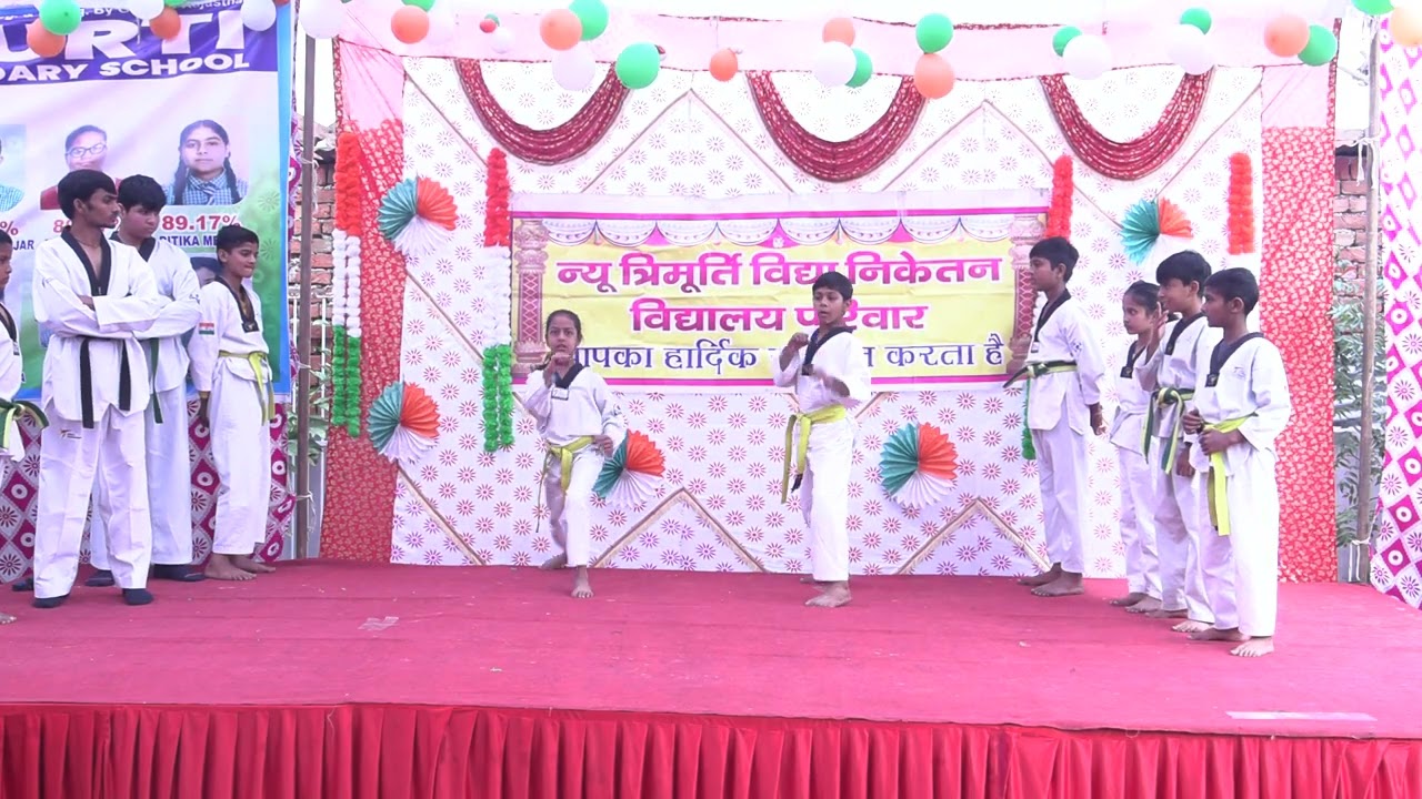taekwondo champions with energetic presentation |annual function 2026 | new trimurti school jamdoli