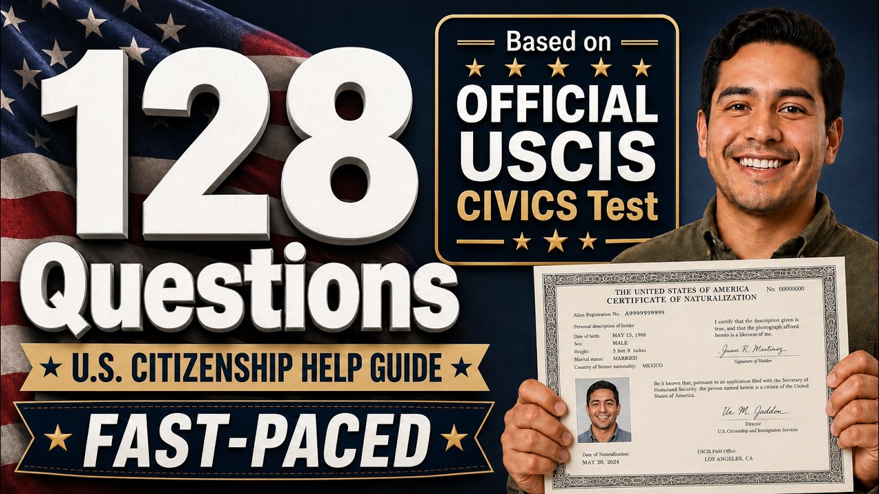 2026 FAST Random U.S. Citizenship Test, Official Easy Answers Naturalization Interview 128 Civics