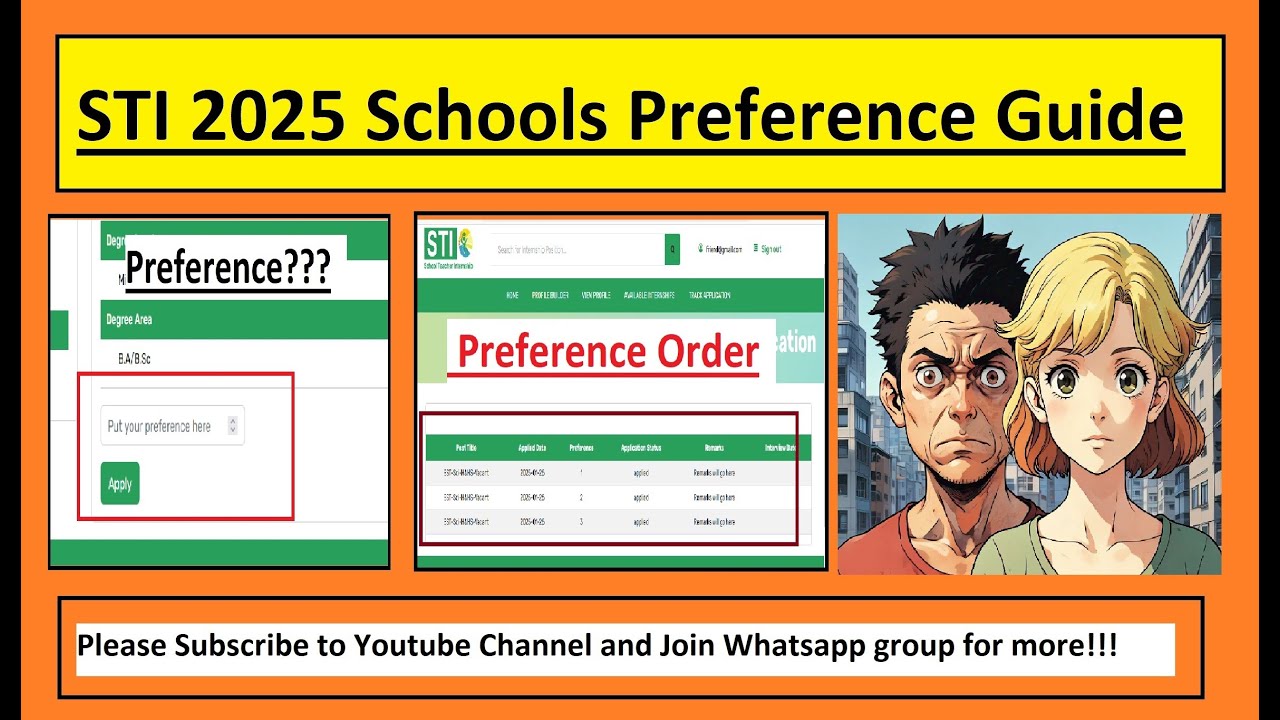 STI School Preference Selection Guide (STI Jobs 2025) Online Application Process, Issues & Solutions