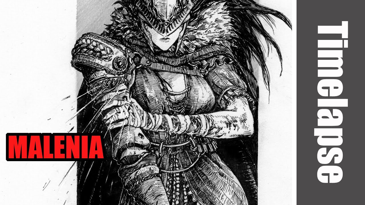 Drawing Malenia ( from the game  Elden Ring ) - Timelapse | Red Hawk