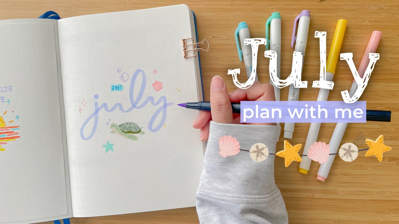 July Bullet Journal Setup • Plan with me 🫧 dreamy beach theme
