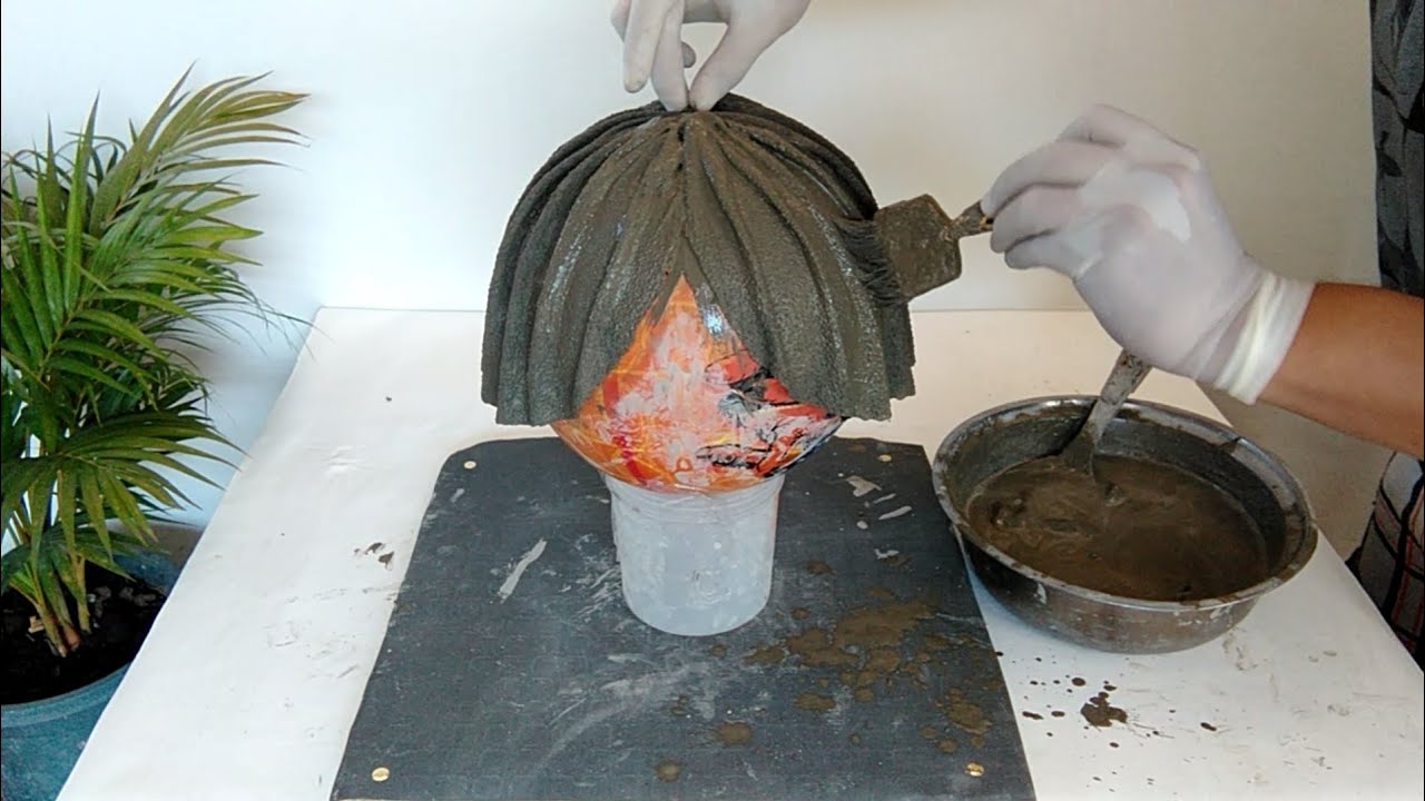 DIY- Cement Pot Ideas for Home Garden Super Easy with Old Fabric and Ball