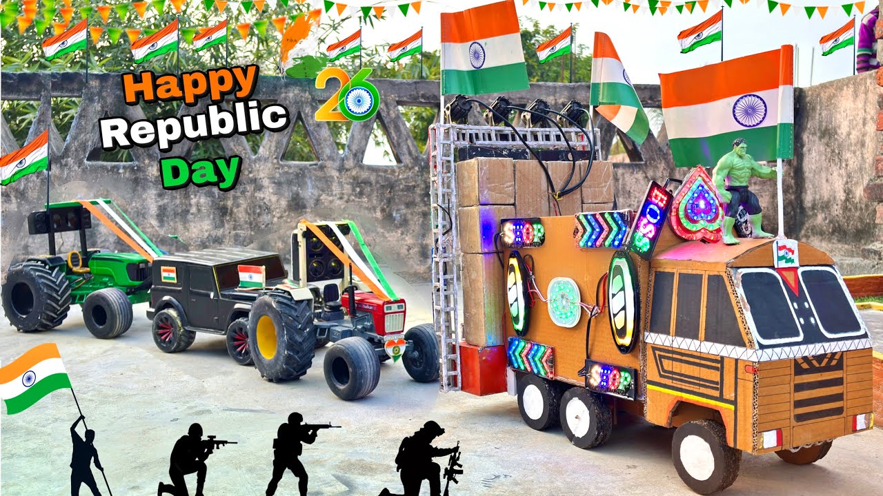 Republic day 26 January | Big Dj loading At-New home Making Cardboard Mini Dj Truck | rc car tractor