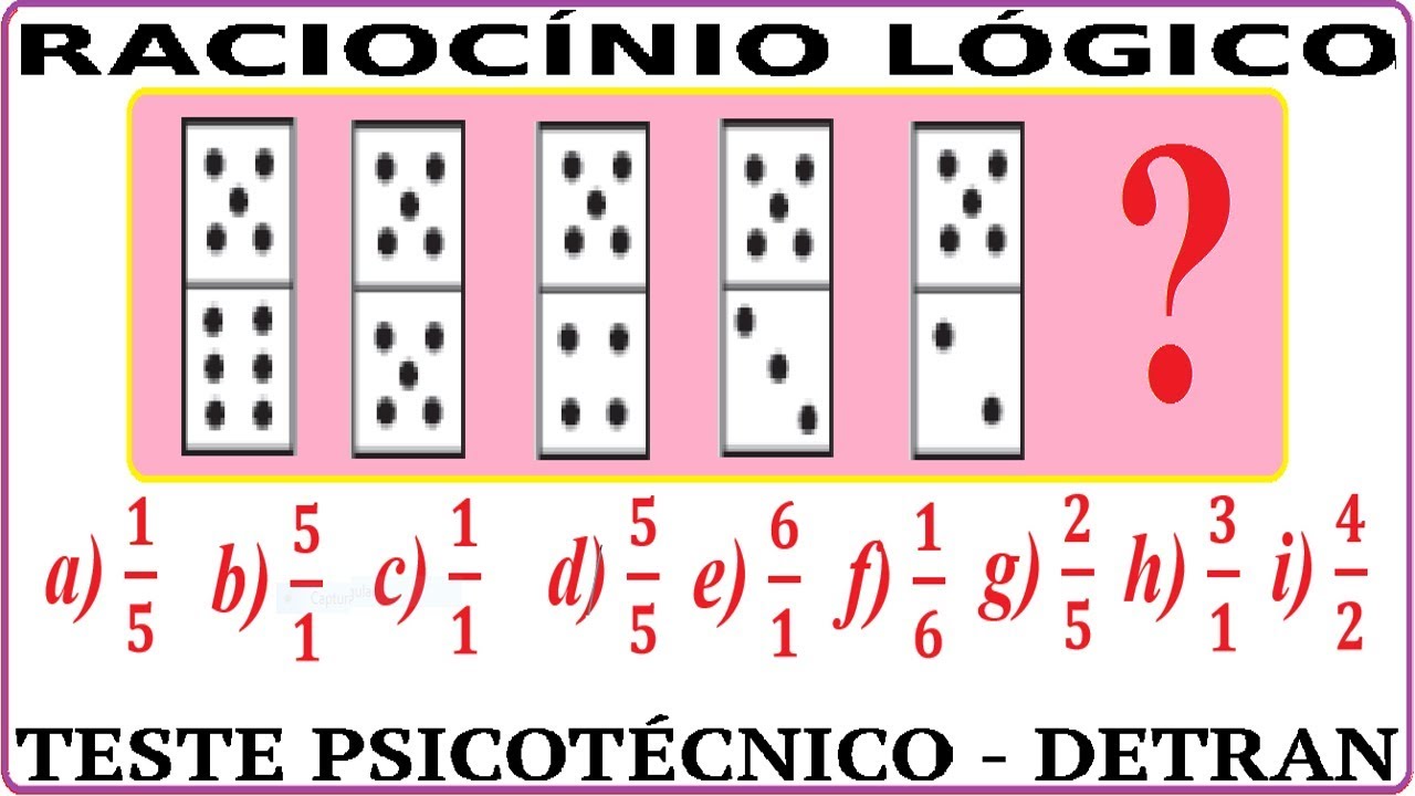Raciocínio Lógico Dominó Figuras Teste psicotécnico QI Quociente de Inteligência Detran Concurso RLM