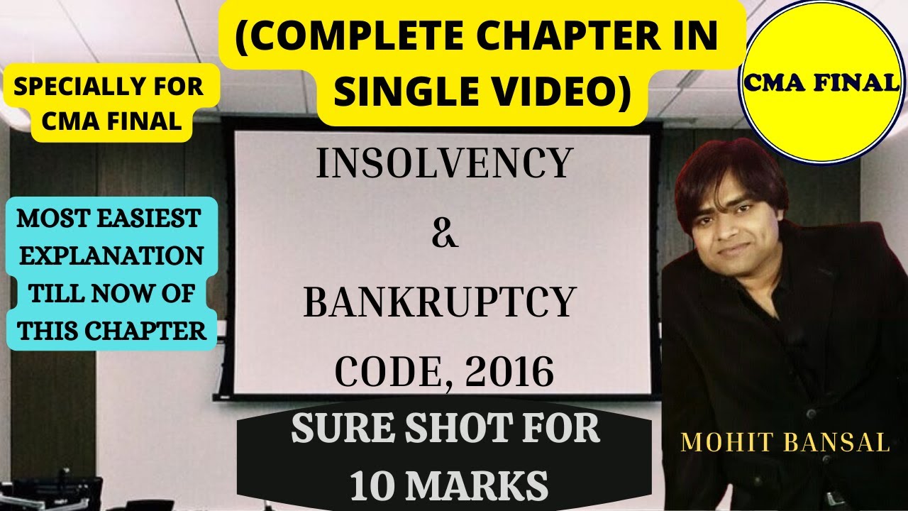 CMA FINAL - INSOLVENCY & BANKRUPTCY CODE, 2016 (IBC 2016)  - COMPLETE CHAPTER-  Mohit Bansal Classes