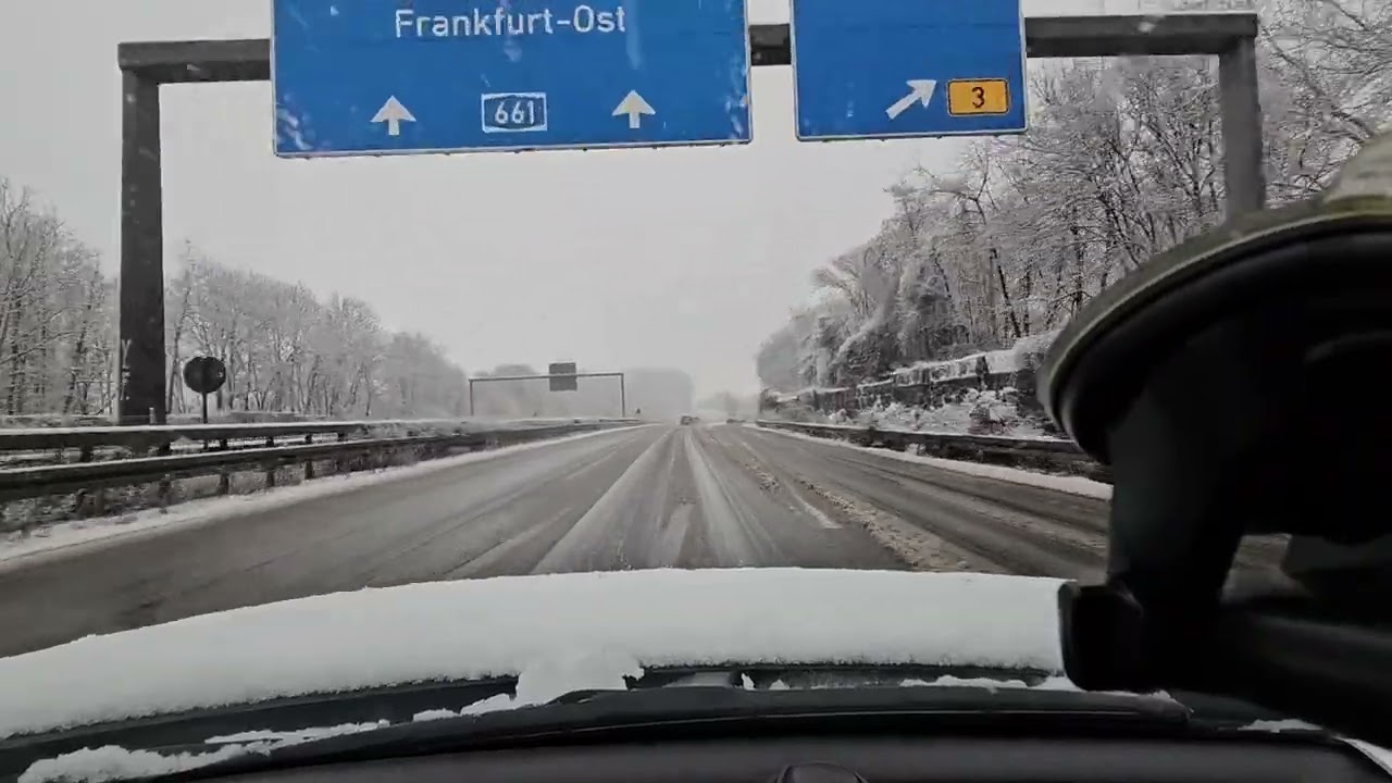 Von Frankfurt Mertonviertel auf die Autobahn Richtung Neu Isenburg am 03.02.2026 