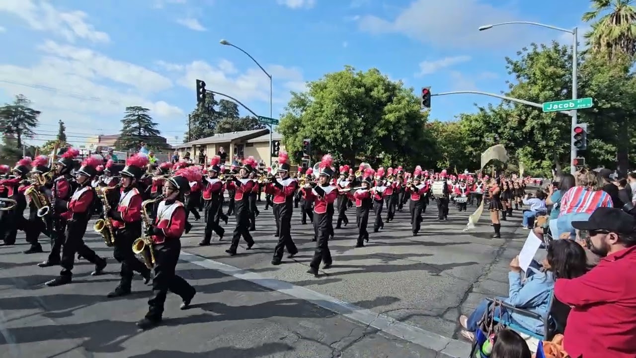 Washington Intermediate School Band and Color Guard at the 2025 Visalia Band Review.