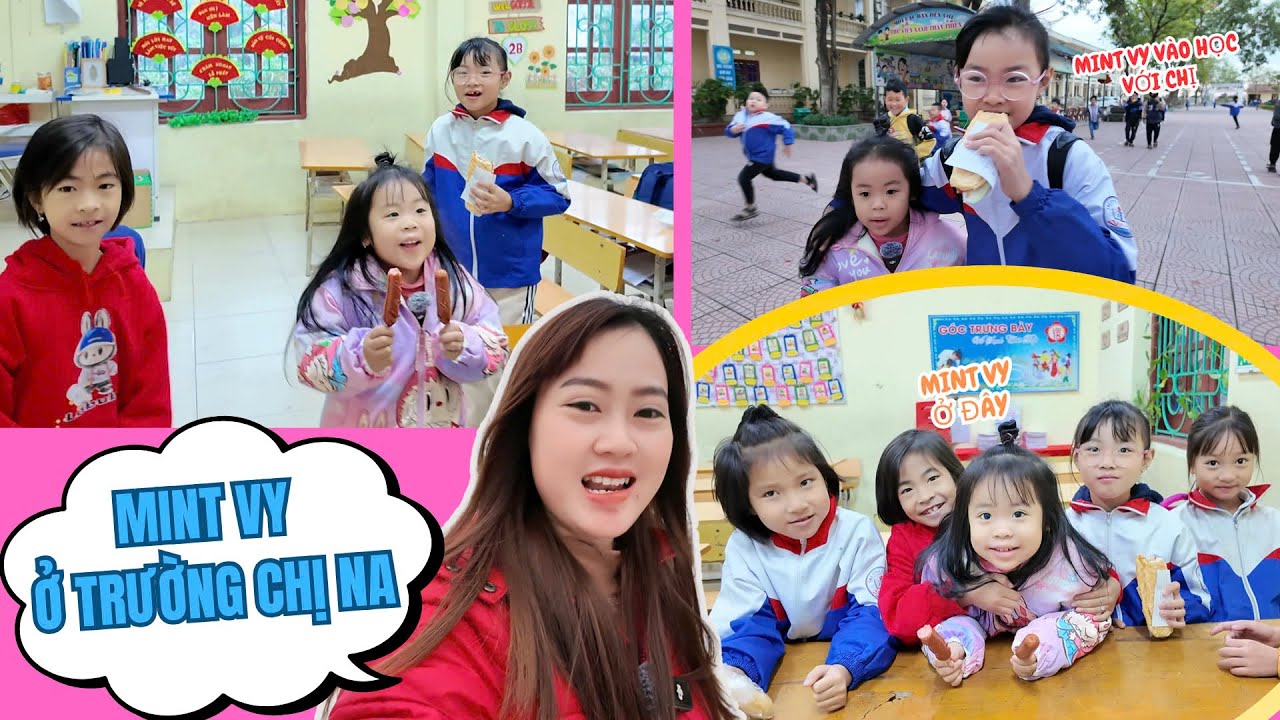 Một Ngày Mẹ Hà Hà Hí Đưa Em Mint Vy Và Chị Na Đi Học & Cùng Khám Phá Lớp Học Của Na