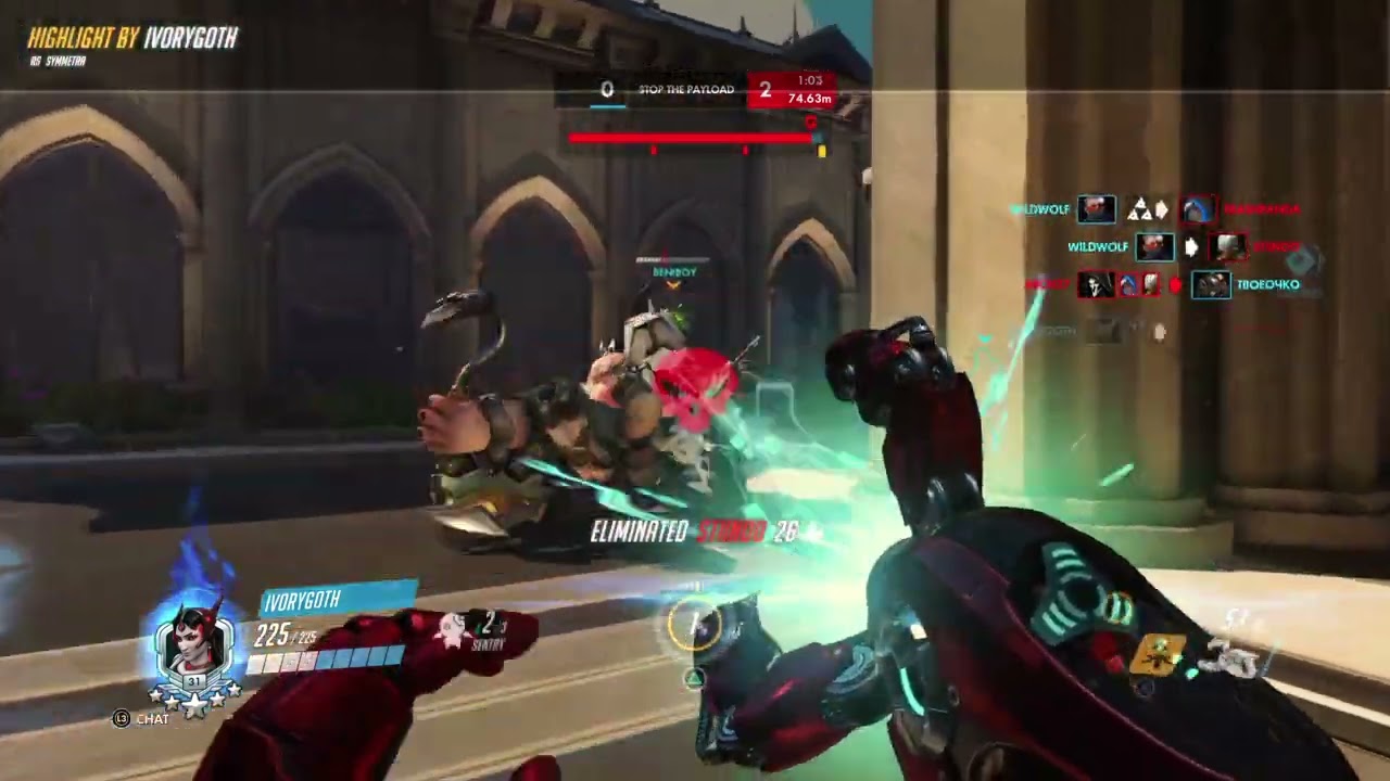Goth Sym clapping cheeks in comp