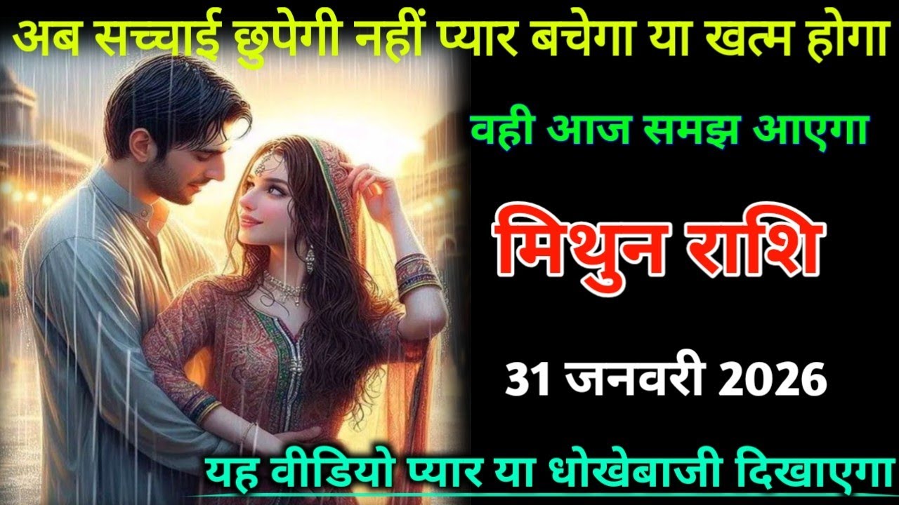 मिथुन राशि। 31 जनवरी 2026| अब सच्चाई छुपेगी नहीं प्यार बचेगा या खत्म होगा | Mithun Rashifal|