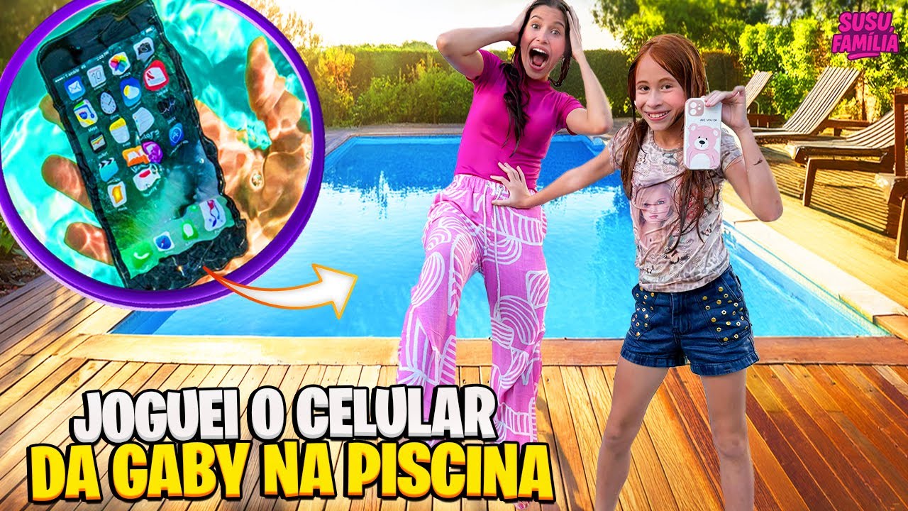 SUZANA JOGOU O CELULAR DENTRO DA PISCINA * deu ruim ( SUSU E FAMÍLIA )