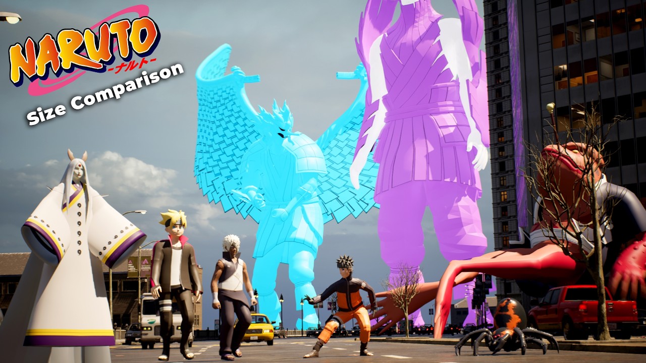 Naruto Characters – How They Look in a Visual Size Scale 3D | Size Comparison