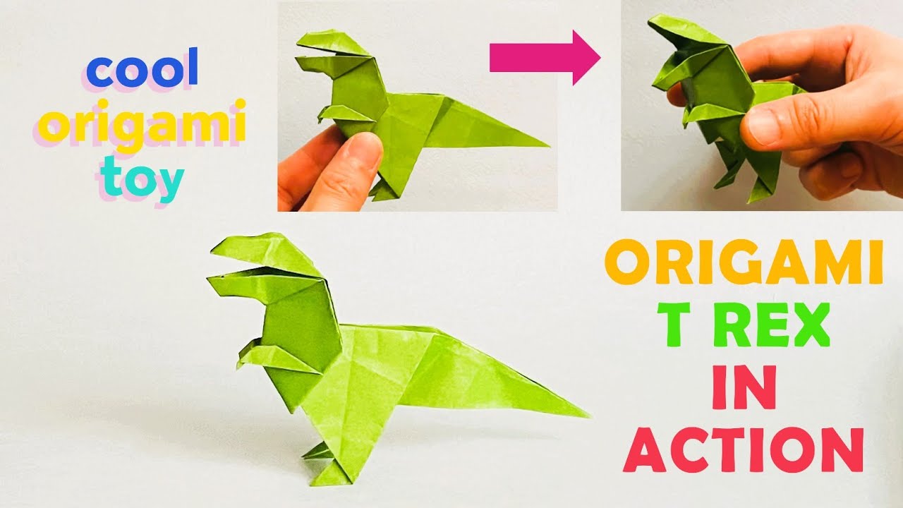 An easy paper (origami) dinosaur (T-Rex ), step by step tutorial