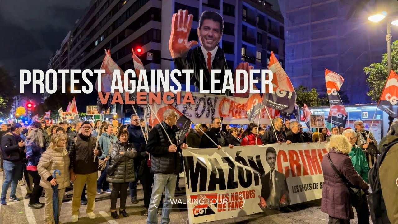 Protest Against Leader in Valencia, Spain