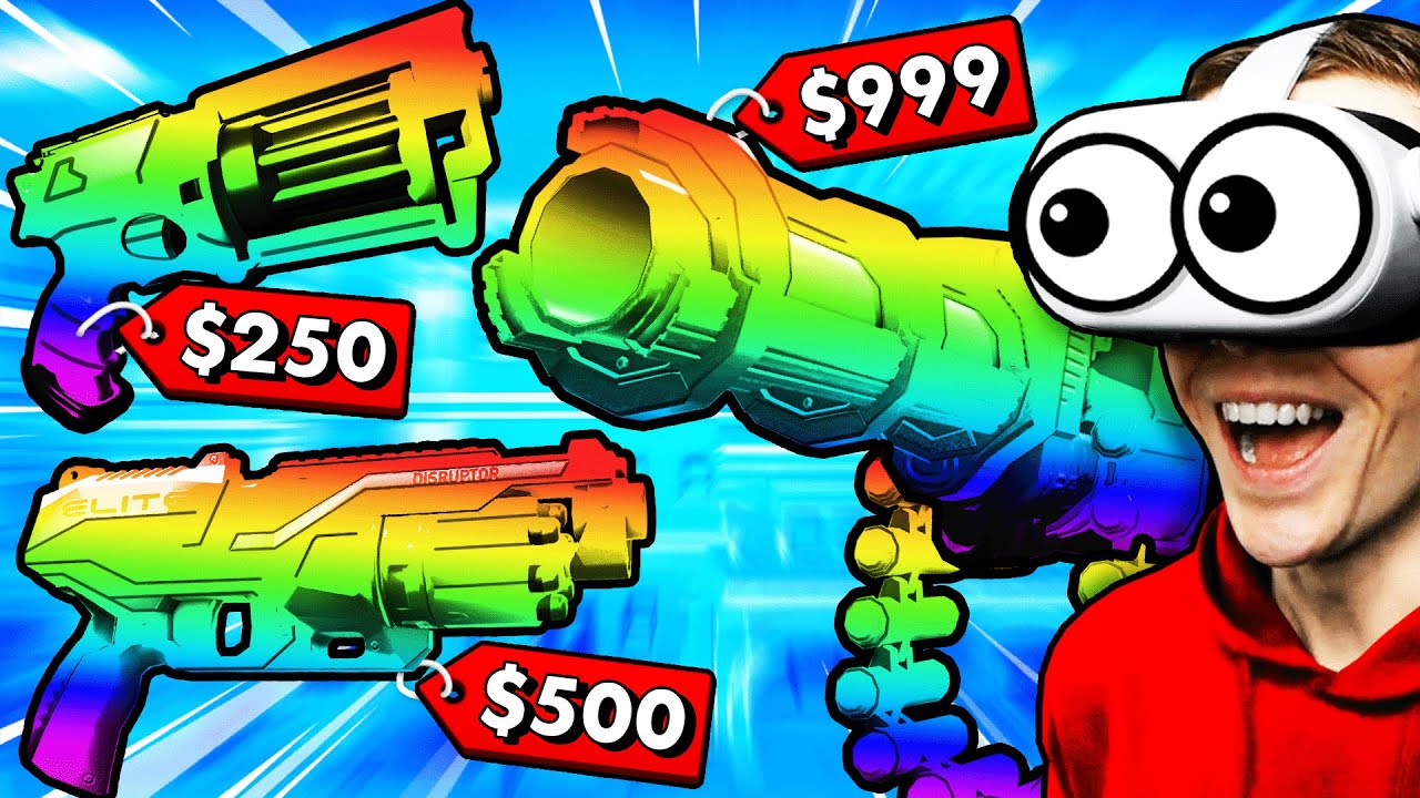 Selling RAINBOW NERF WEAPONS In VIRTUAL REALITY