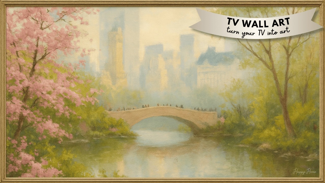 Central Park Bridge Painting 4K Frame TV Art • NYC Romantic City Aesthetic TV Background (No Sound)