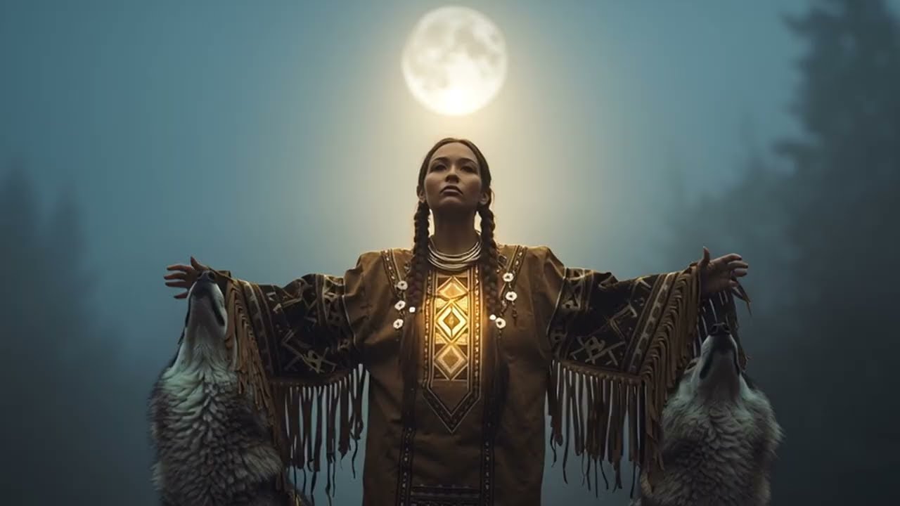 Spirit of the Wolf | Native American Spiritual Music | Spiritual Woman Warrior Under the Full Moon