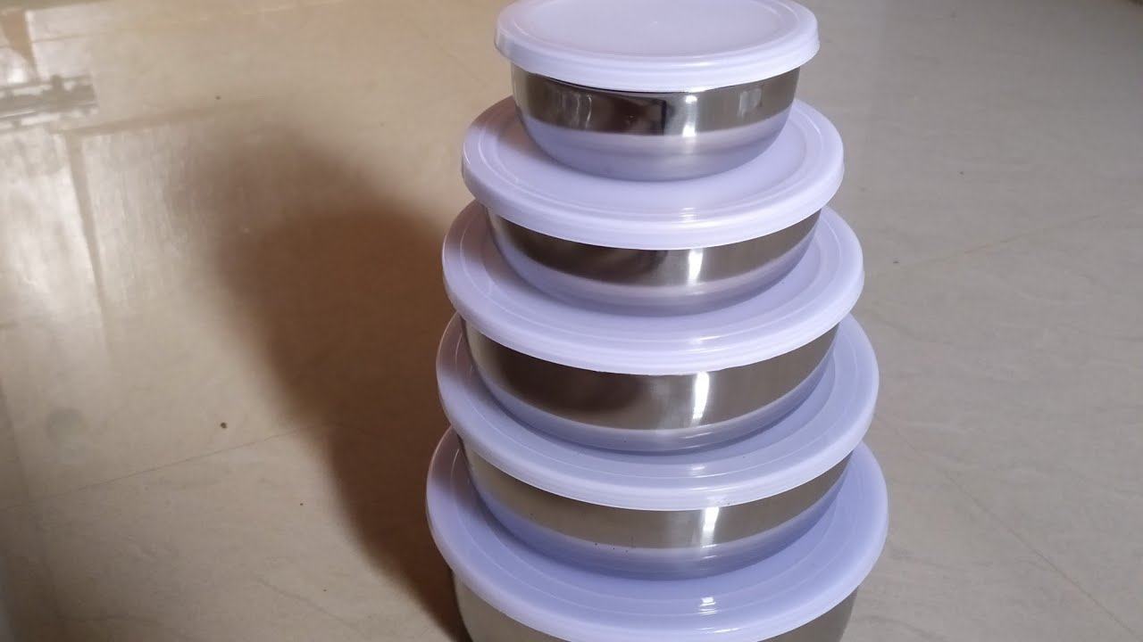 Unboxing and review of fridge (multipurpose)storage stainless steel containers set 5 from amazon