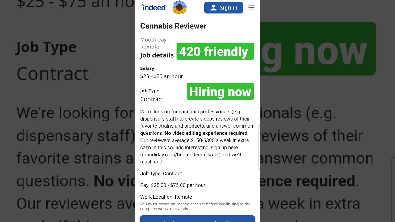 cannabis review remote video position available hiring now Moodiday #420 #weed #jobs