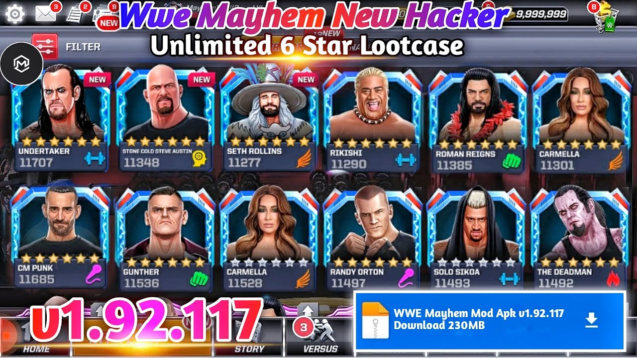 WWE Mayhem Mod Apk v1.92.117 | WWE Mayhem Unlimited 6 Star Superstar | WWE Mayhem Hack v1.92.117