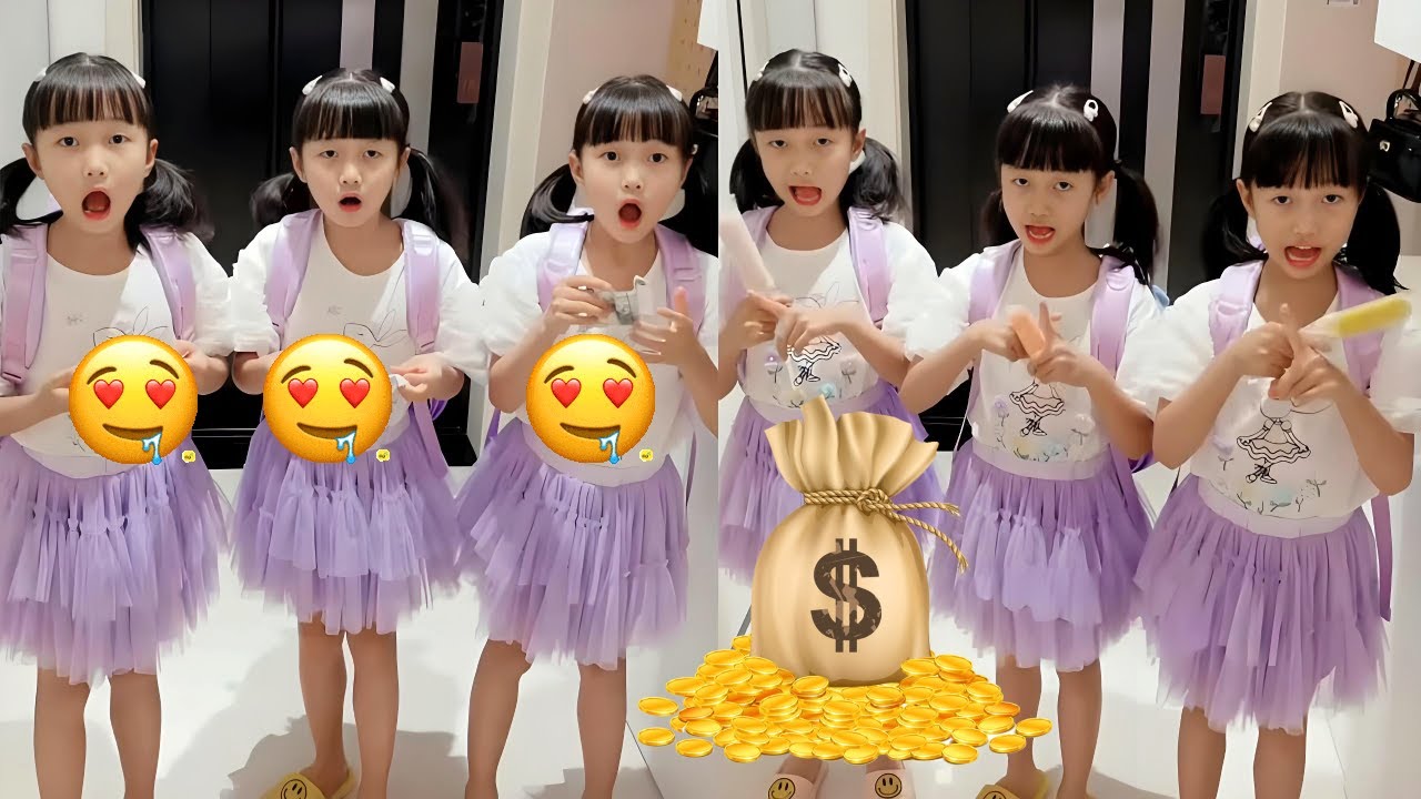 The triplets tricked their mother into giving them pocket money, and she fell for it!