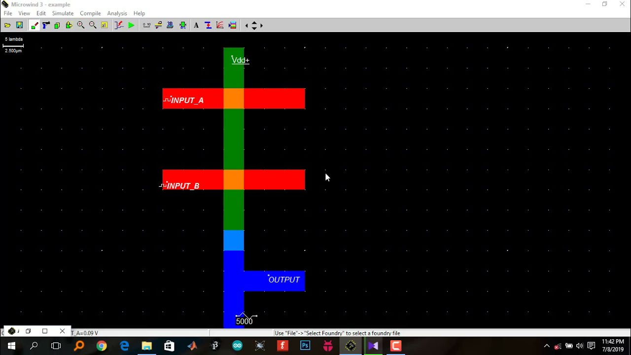 How to design AND gate using Microwind software