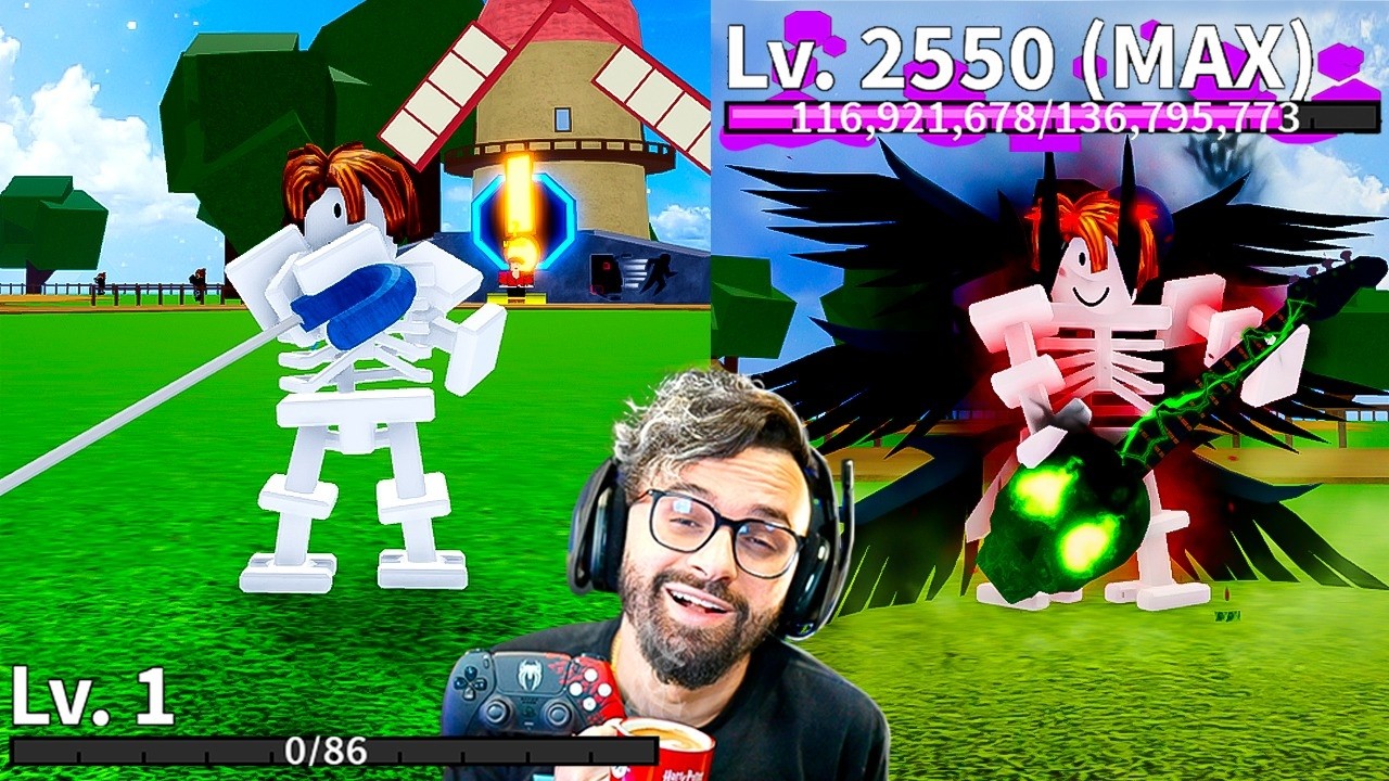 🔥Blox Fruits: Do Nível 1 a 2550 com Apenas ITENS do Brook 😱 [FILME COMPLETO]